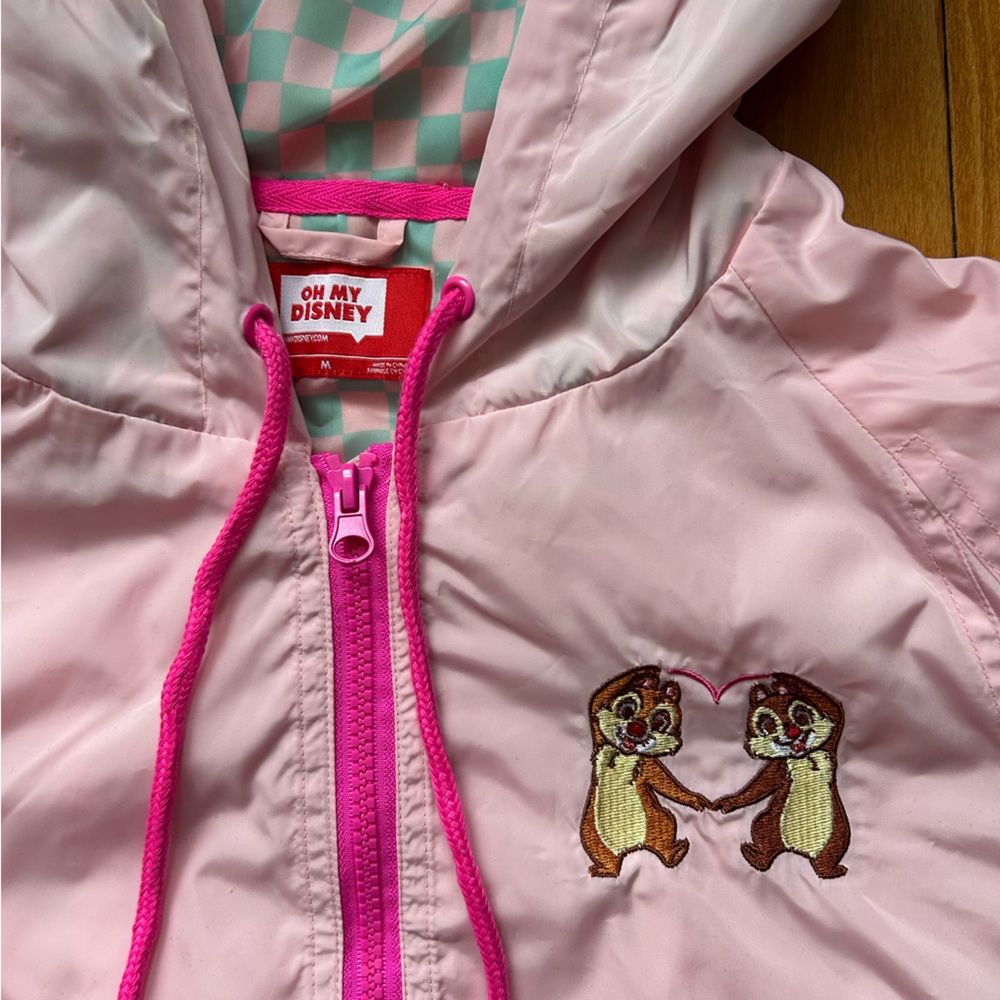 Pink Chip and Dale rain jacket